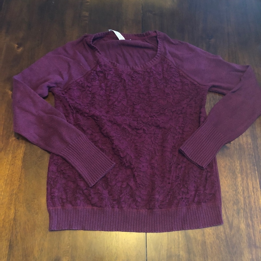 Purple lace front sweater